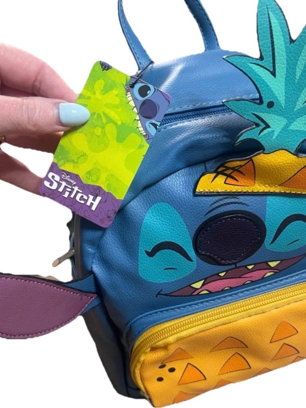 Disney Stitch Pineapple Mini Backpack NWT 10” Faux Leather Loungefly Style 🍍🌺